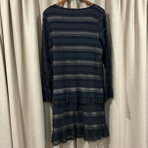 Max Studio Y2K Black w. Cream Lining Layered w. Ruffles Lace Mini Dress women XL - Picture 2 of 3